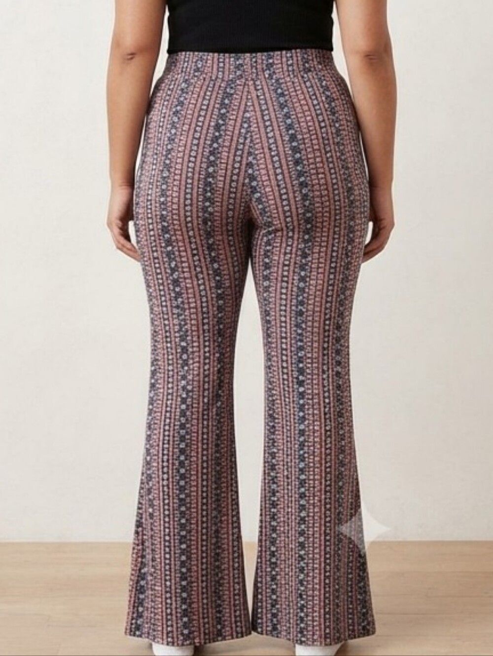 High Rise Pants Flare Wide Leg Boho Floral Print Geometric Patterned Lounge XXL